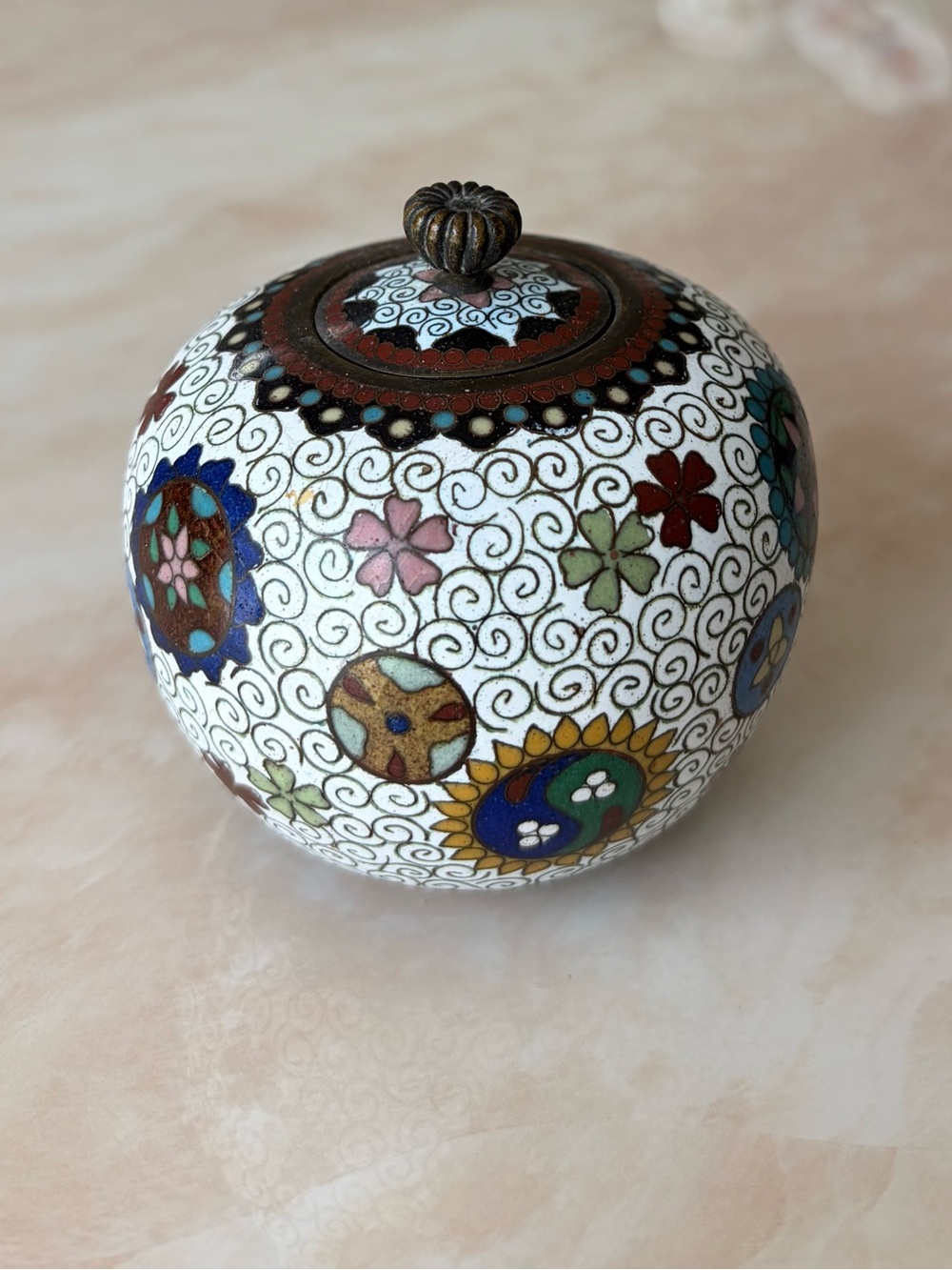 Small Decorative Cloisonné Lidded Jar